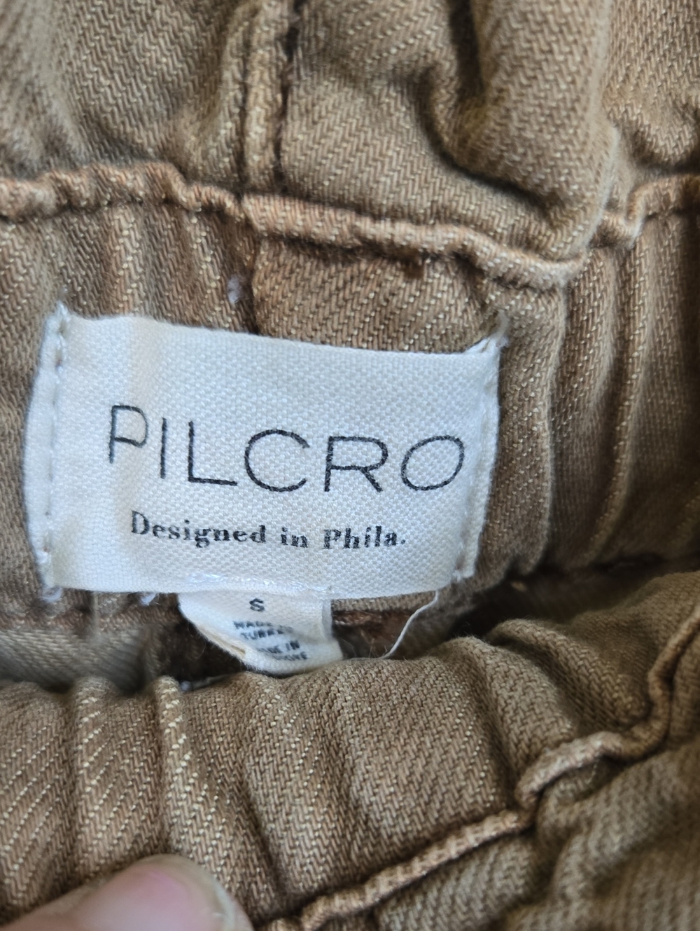 Pilcro Relaxed Wide-Leg Chinos in Tan Waist 14 Stretch To 17 With Pockets - Picture 2 of 5